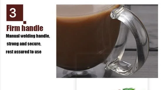 Coffee Glass Cups Clear Borosilicate Double Wall Glass Coffee Tea Mug with Handle Glassware