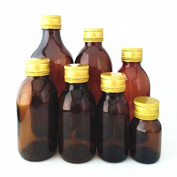30ml 60ml 100ml 125ml 150ml 200ml Amber Glass Pharmaceutical Grade Bottles, Amber Syrup Medicine Glass Bottle