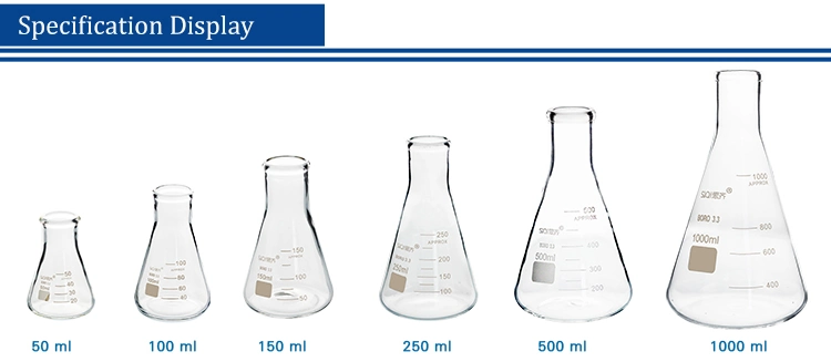 Lab Big Lenmeyer Flask Glass Erlenmeyer Flask 1000ml Glass Conical Beaker