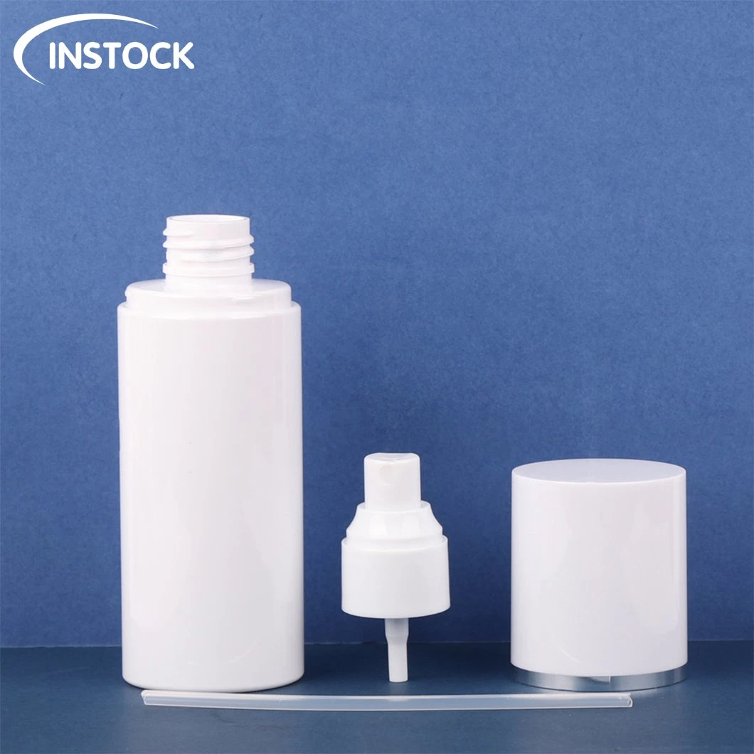 in-Stock Custom 150ml Electroplating Silver Round Bottom Plastic Cosmetic Packaging Spray Airless Bottle