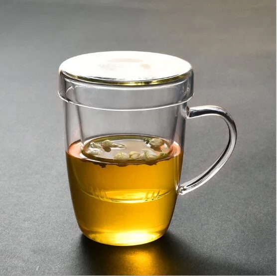 Glass Cup, Tea Mug, Heat Resistant Tea Cup with Handle and Cover