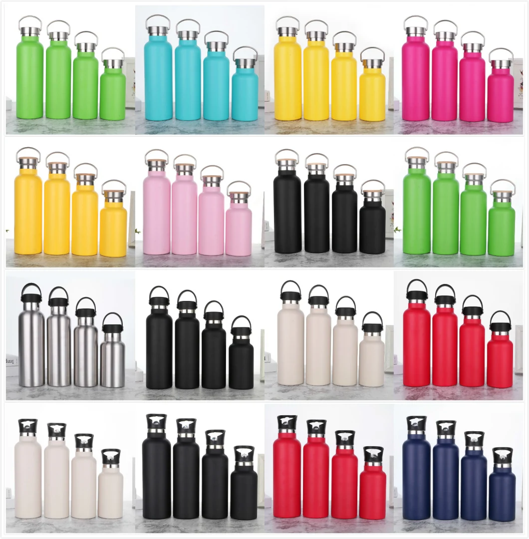 Mouth Sport Water Bottle Double Wall Vacuum Flask with Different Lids