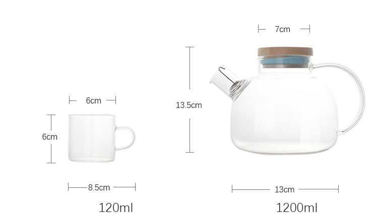 High Borosilicate Glass Water Teapot Set, Tea Kettle Set with Bamboo Lid and Tea Warmer