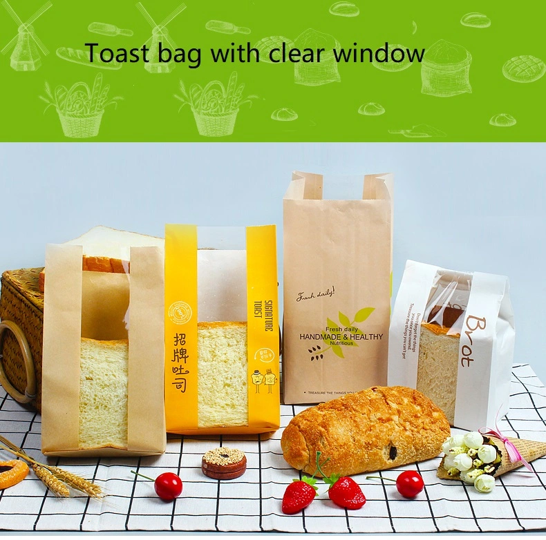 Toast Bag with Clear Window/Kraft Bag with Clear Window/Paper Bag with Clear Window