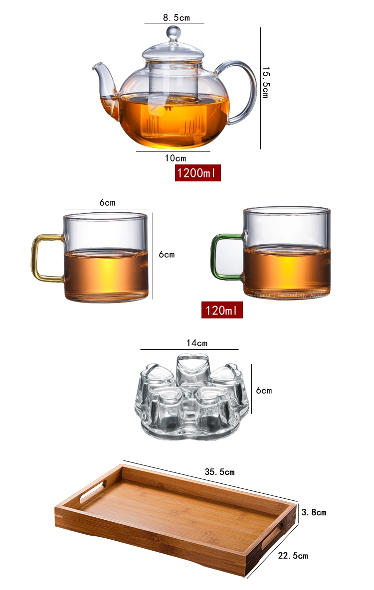 1200ml High Borosilicate Glass Tea Kettle Set, Heart-Resistant Glass Teapot with Glass Filter