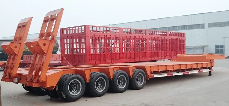 Heavy Equipment Transporting 4 Line 8 Axles Lowbed Low Plate Form 150tons Lowboy Trailer