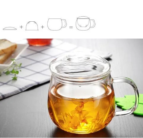 Glass Cup, Tea Mug, Heat Resistant Tea Cup with Handle and Cover