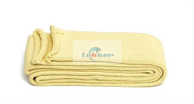 High Temperature Resistant/Heat Resistant Aramid Knitting Sleeves, Yellow Aramid Knitting Tubes for Glass Processing Industry