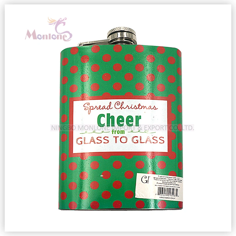 7 Ounce Screen Print Liquor/Whisky Flask, Stainless Steel Hip Flask