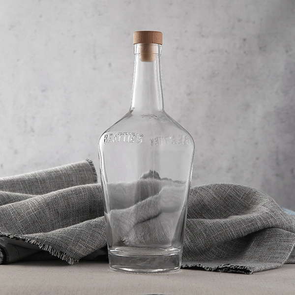 Large Volume Cheap Glass Clear Spirit Bottle Rum&Whiskey Glass Bottle with Cork