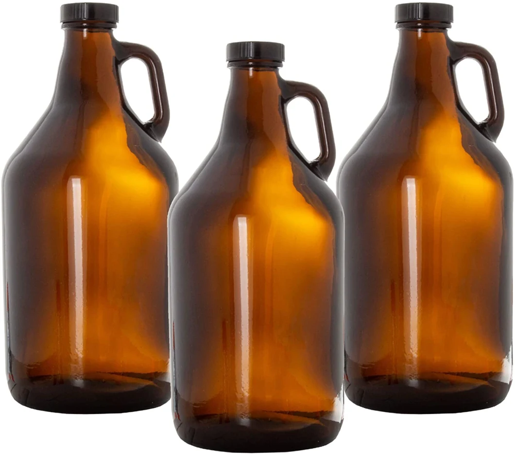 Glass Growlers for Beer, 2 Pack with Funnel - 64 Oz Growler Set with Lids - Great for Home Brewing, Kombucha & More