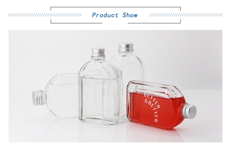 100ml 200ml Logo Printing Flat Glass Wine Flask Whisky Liquor or Beverage Bottle