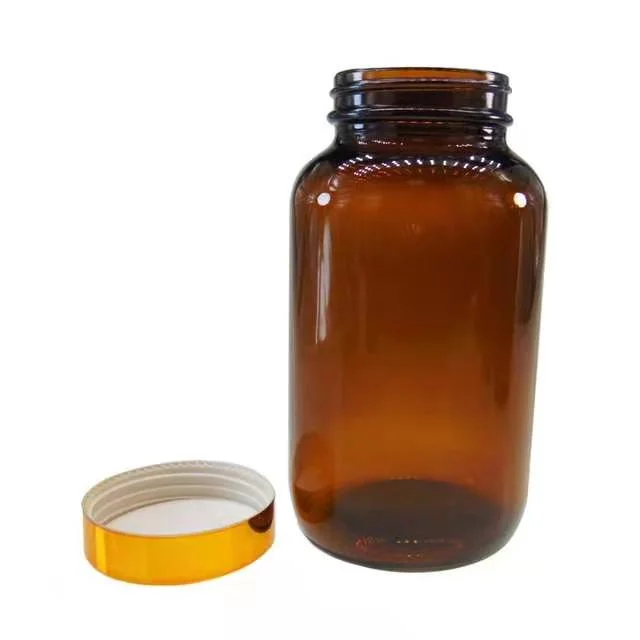 Wide Mouth Amber Capsule Eyelash Pill 100ml 200ml 400ml Glass Bottle for Medicine Packaging