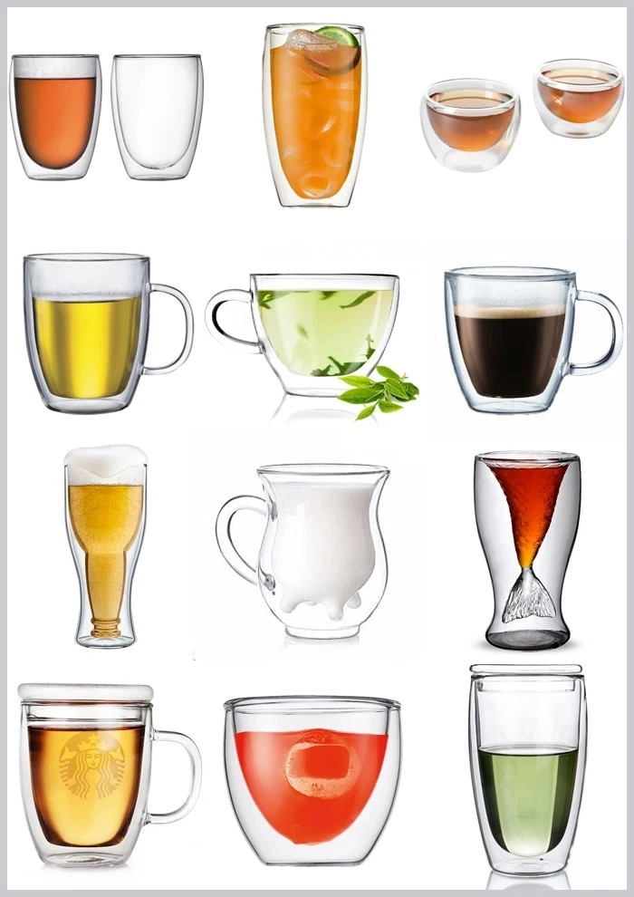AB89F97 250ml/350ml/450ml Borosilicate Clear Coffee/Tea Handmade Double Wall Glass Cup/Mug