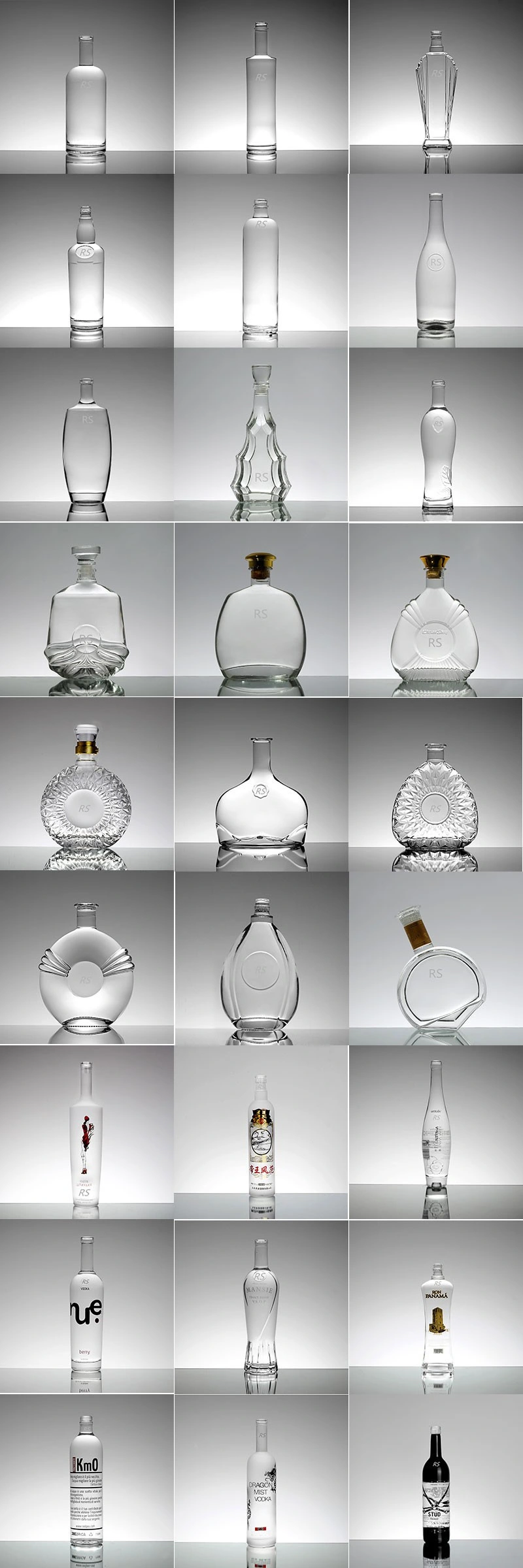 750ml 1000ml Wholesale Transparent Glass Vodka Bottle Liquor Glass Bottle