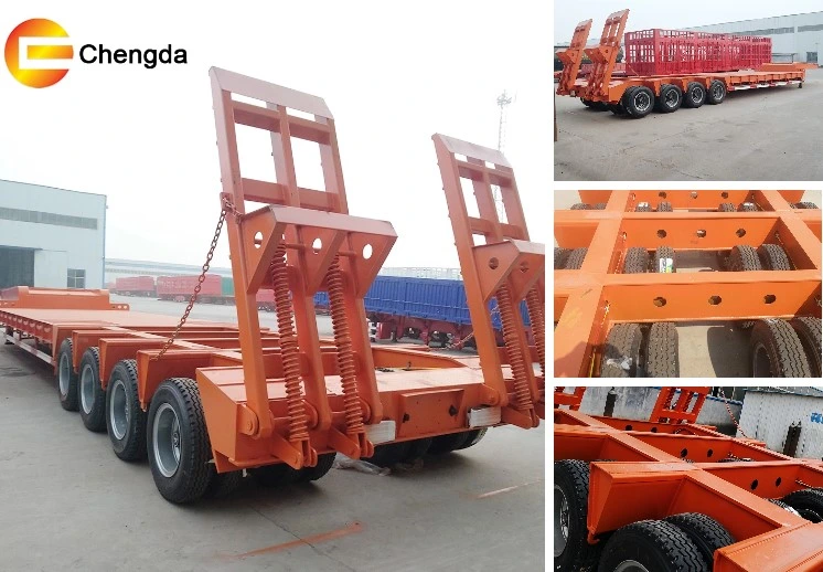 Heavy Equipment Transporting 4 Line 8 Axles Lowbed Low Plate Form 150tons Lowboy Trailer