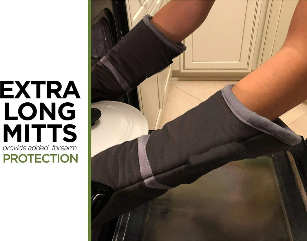 Heat Resistant to 500 Degrees Silicone Heat Proof Oven Mitts for Handling Hot Kitchen Items Safely