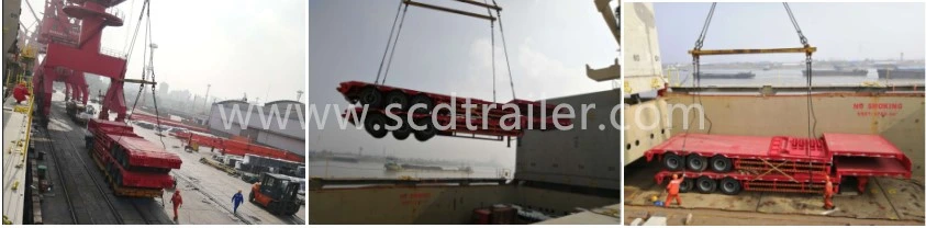 Heavy Equipment Transporting 4 Line 8 Axles Lowbed Low Plate Form 150tons Lowboy Trailer