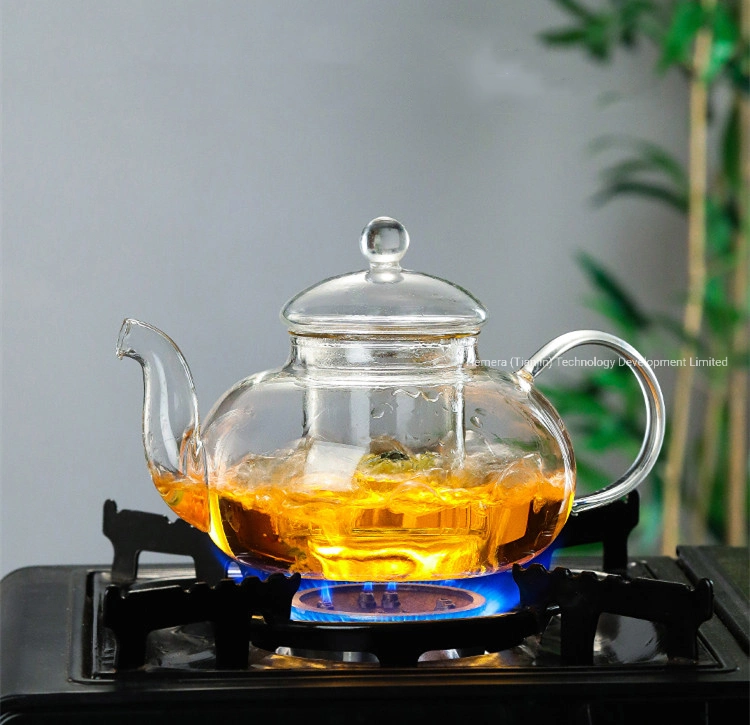 High Borosilicate Glass Teapot Set with Glass Filter, 1L Capacity Heart Resistant Glass Tea Kettle Pot