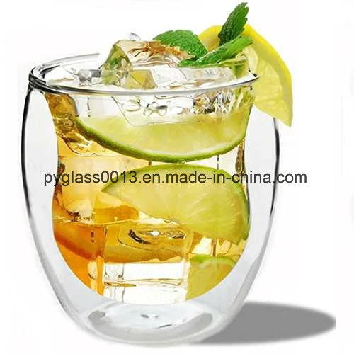 Wholesale Hot Cheap Personalize Handmade Thermal Borosilicate Clear Double Wall Glass 250ml Cups Mug Without Handle