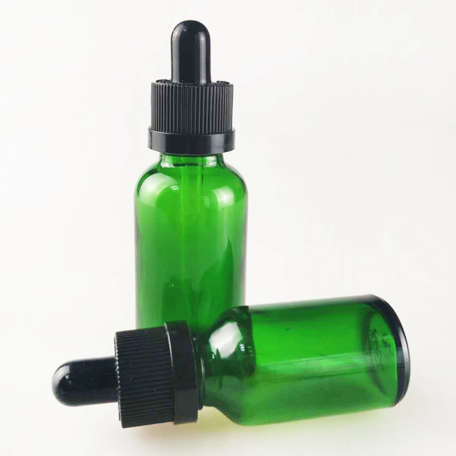 30ml Green Round Glass Bottle 1oz Green Bottle with Dropper 30ml