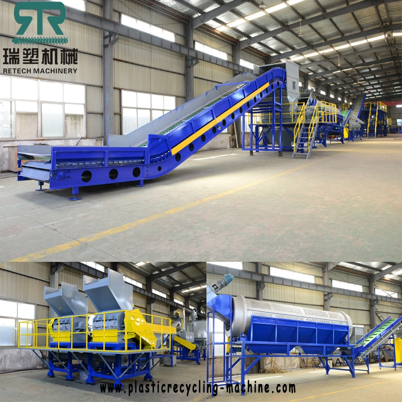 Retech 3000kg/H Pet Bottle Washing Line Label Separator Machine Crushing Steam Washing Drying Zigzag Machine