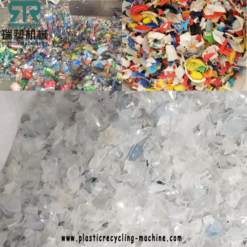 Retech 3000kg/H Pet Bottle Washing Line Label Separator Machine Crushing Steam Washing Drying Zigzag Machine