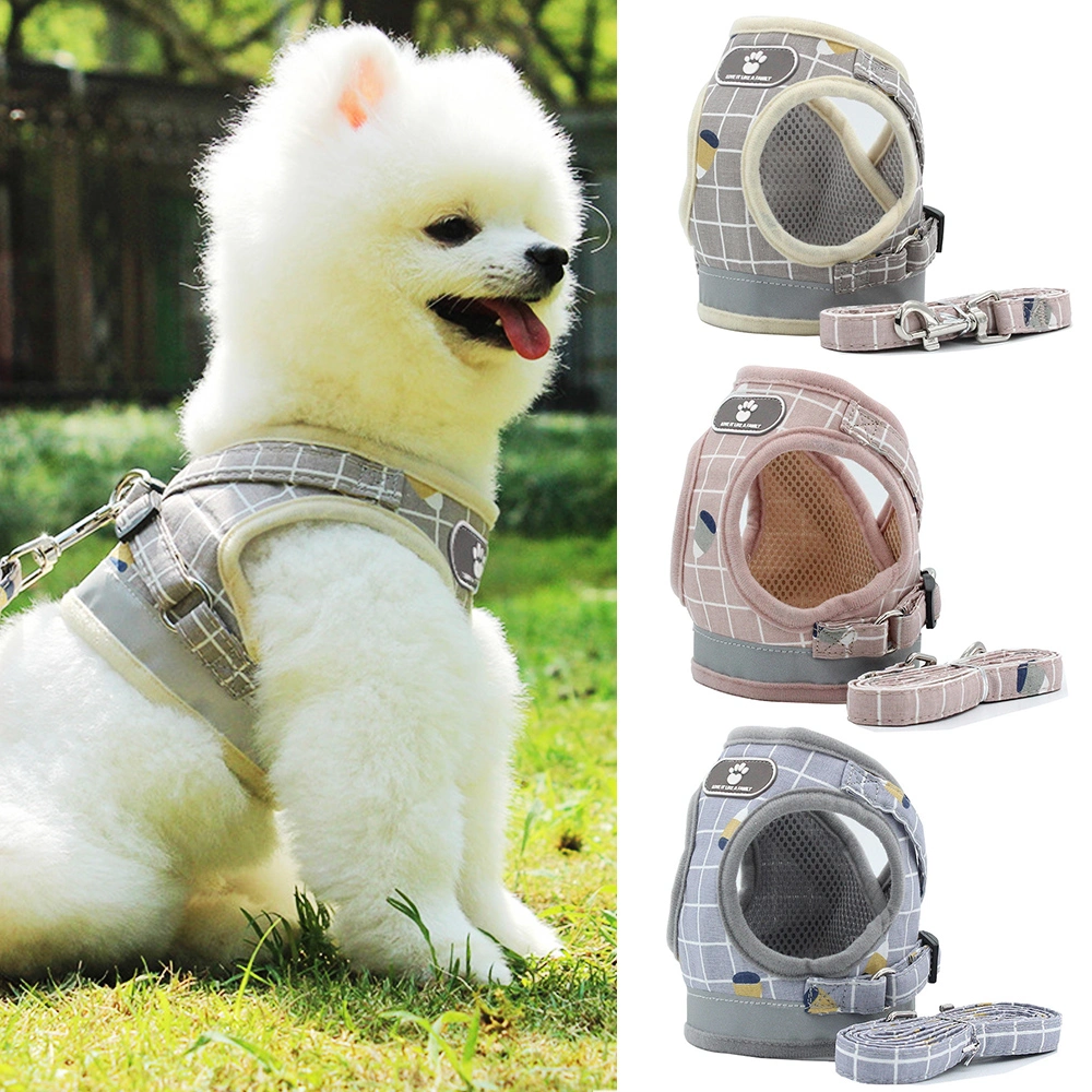 Nylon Mesh Reflective Dogs Harness and Leash Set Dogs Vest Harness Leads Pet Clothes