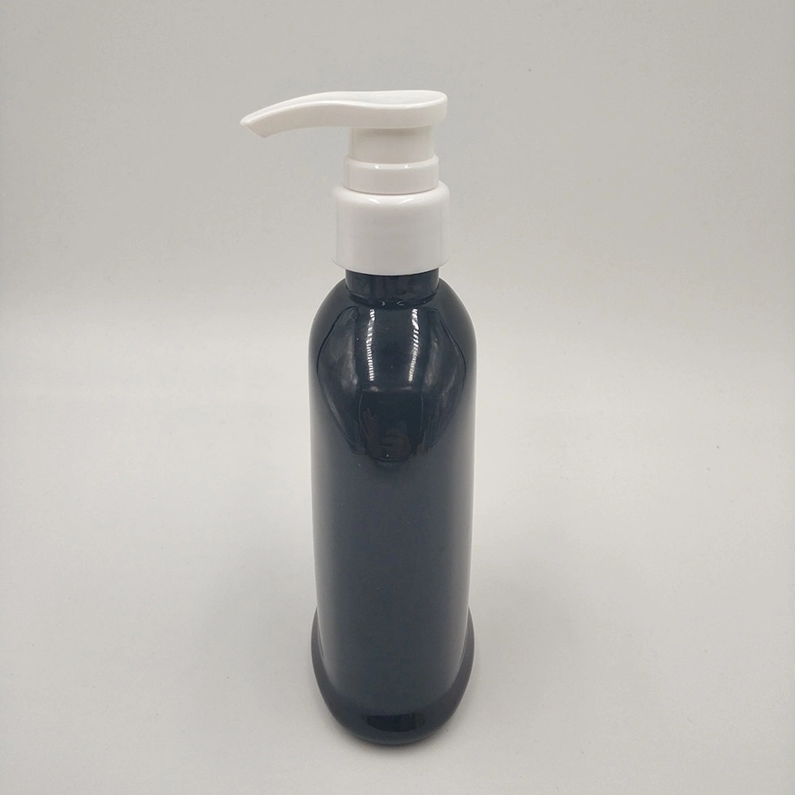 200ml Flat Shape Amber Pet Plastic Shampoo and Conditioner Bottle with Lotion Pump