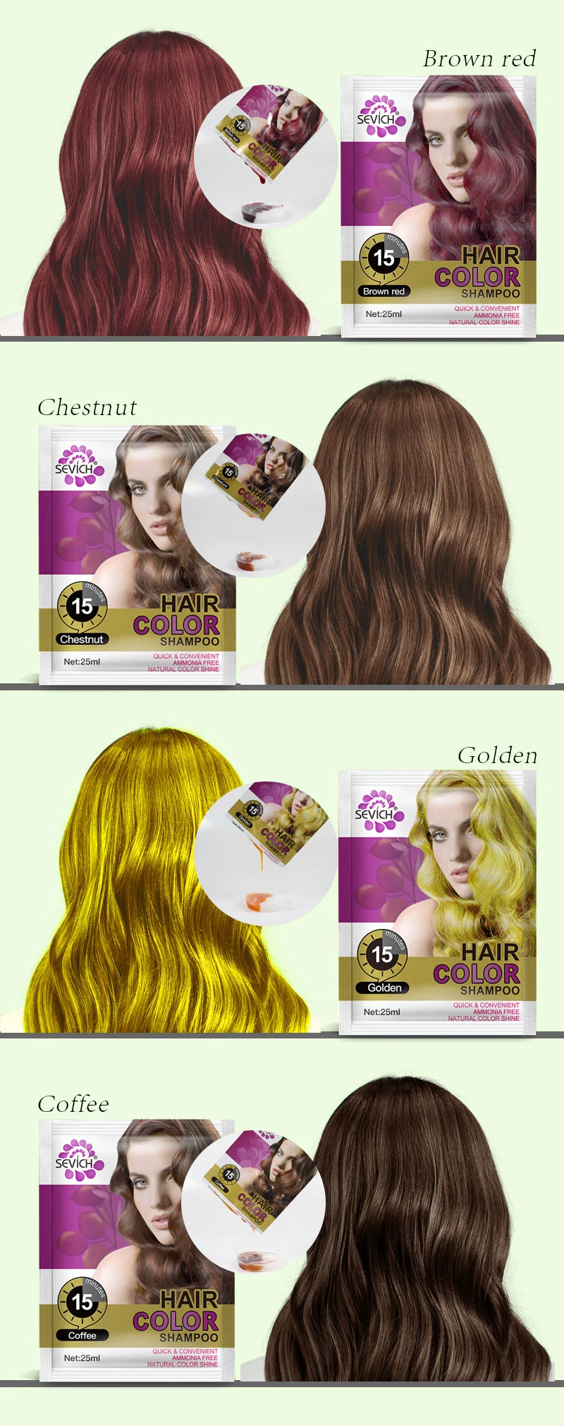 Sevich Hair Shampoo Home Use Hair Dye Hair Color Shampoo