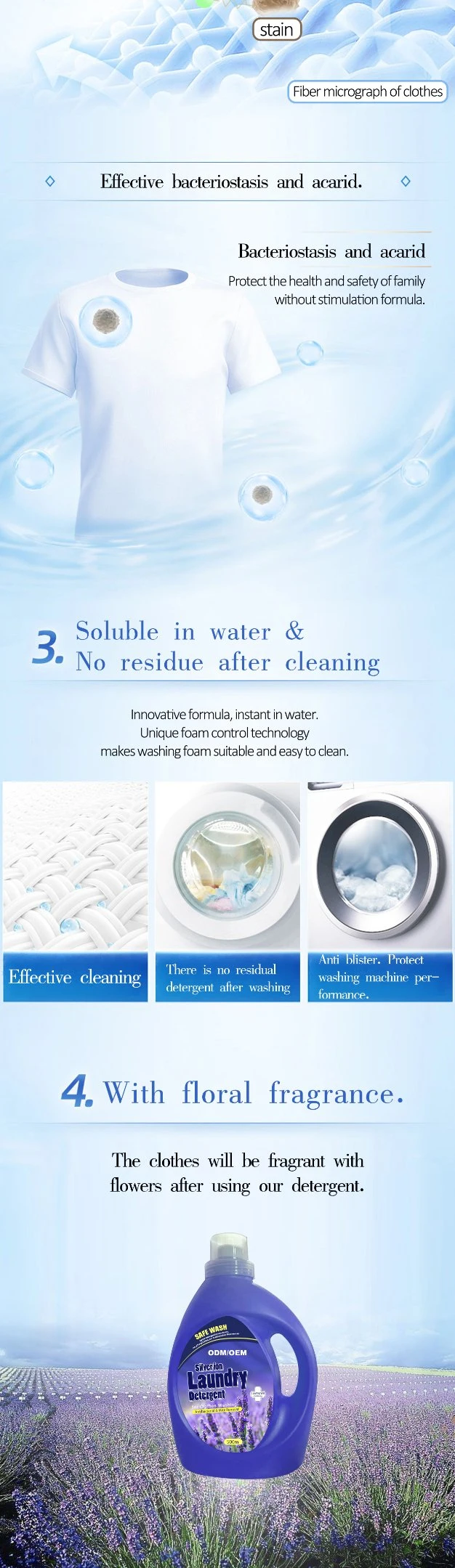 CE FDA Antibacterial Liquid Lavender Scented Disinfectant Laundry Detergent