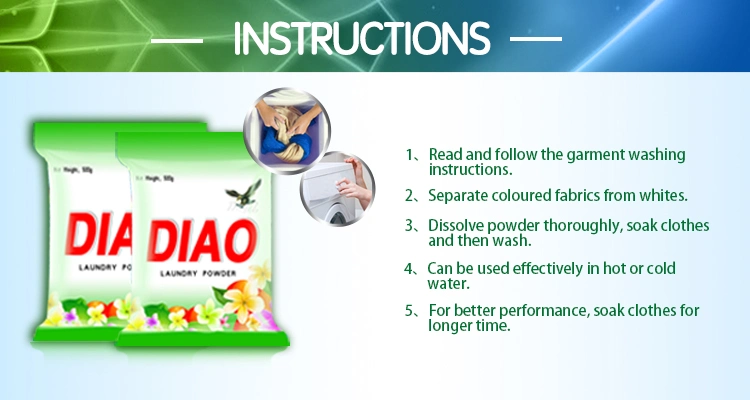 500g China Diao Brand Laundry Powder with Highly Active Formula Enzyme Laundry Detergent