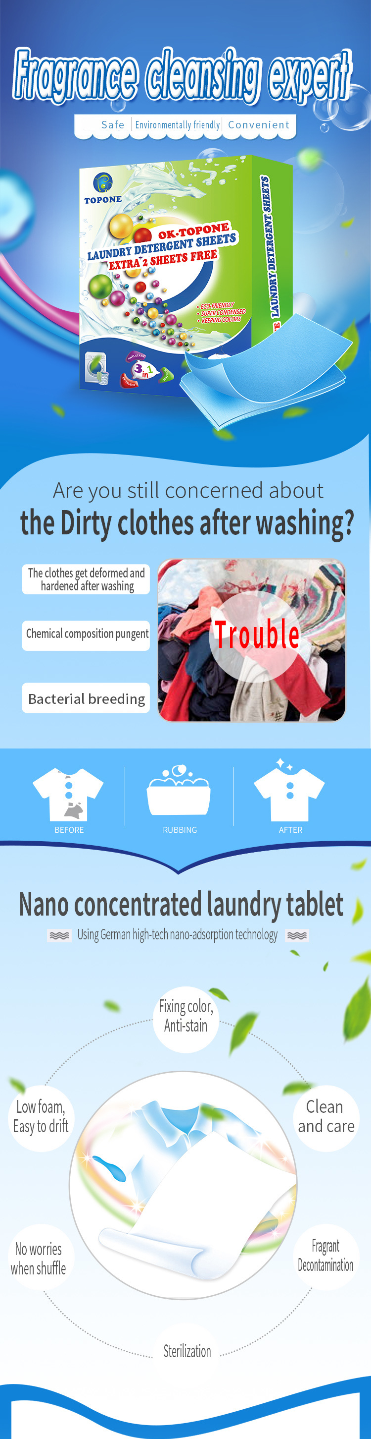 Deep Clean Natural Plant Based Formula Detergent Laundry Sheet