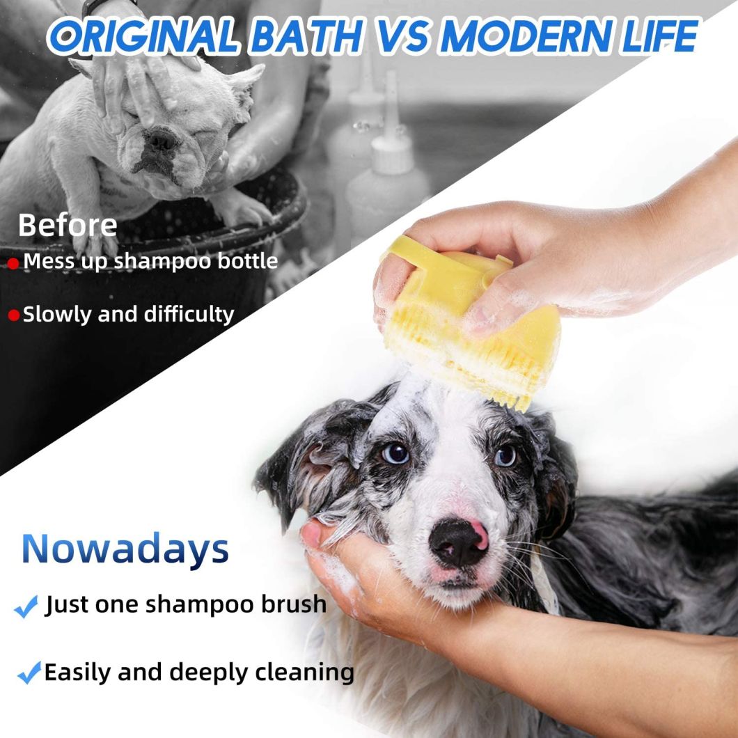 Pet Dog Shampoo Brush Cat Massage Comb Grooming Scrubber Brush for Bathing Short Hair Soft Silicone Rubber Brushes