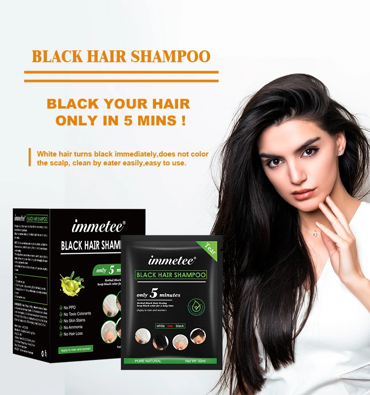 Immetee Natural Black Hair Dye Shampoo for White Hair Dye Dark Gray Hair Coloring
