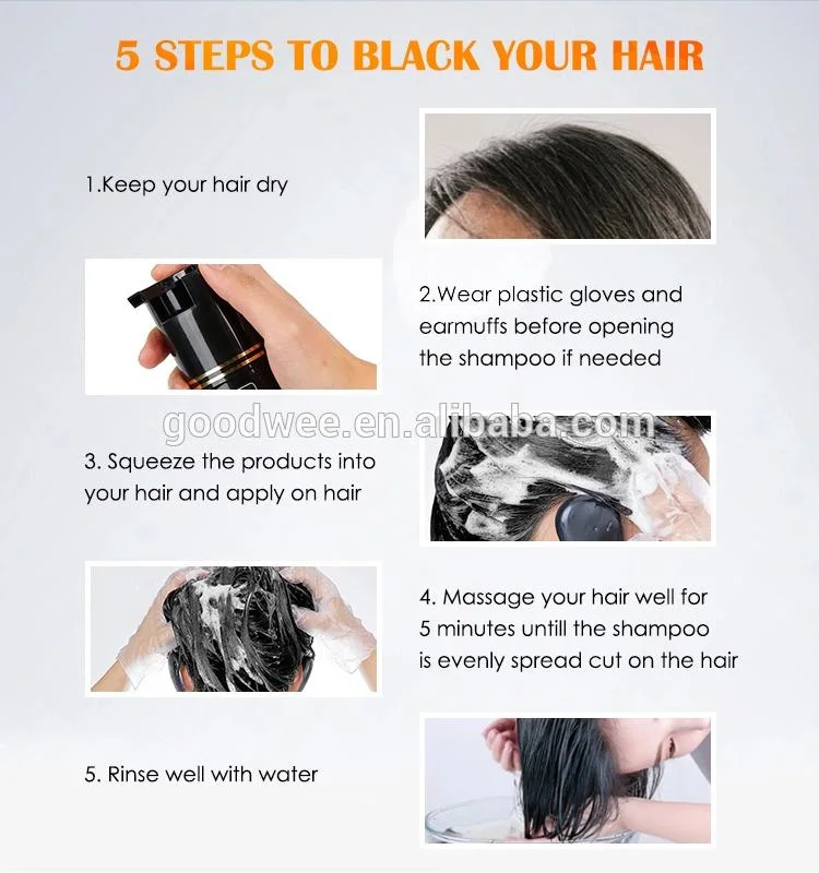 Wholesale Pure Organic Black Hair Shampoo Hair Dye Shampoo