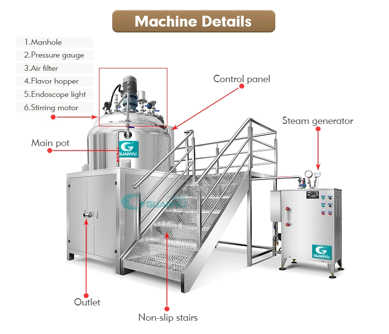 Cosmetic Industrial Making Machine Stainless Steel Mxier Tank of Shampoo Lotion Conditioner