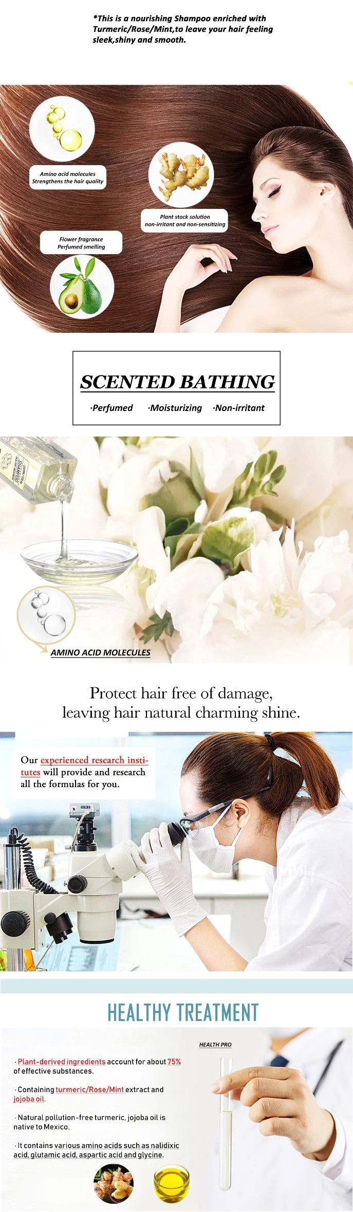 OEM Shinning Colorful Moisturizing Perfumed Natural Organic Herbal Plant-Based Wholesale Cosmetics Design Hair Care Shampoo