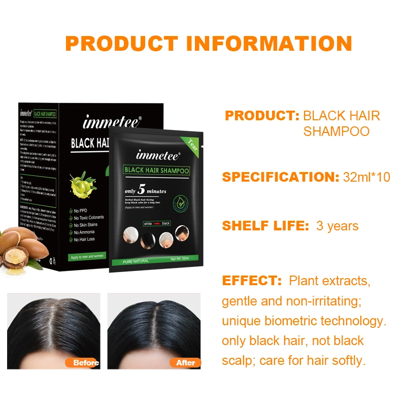 Black Hair Color Herbal Shampoo No Side Effect Hair Shampoo Black
