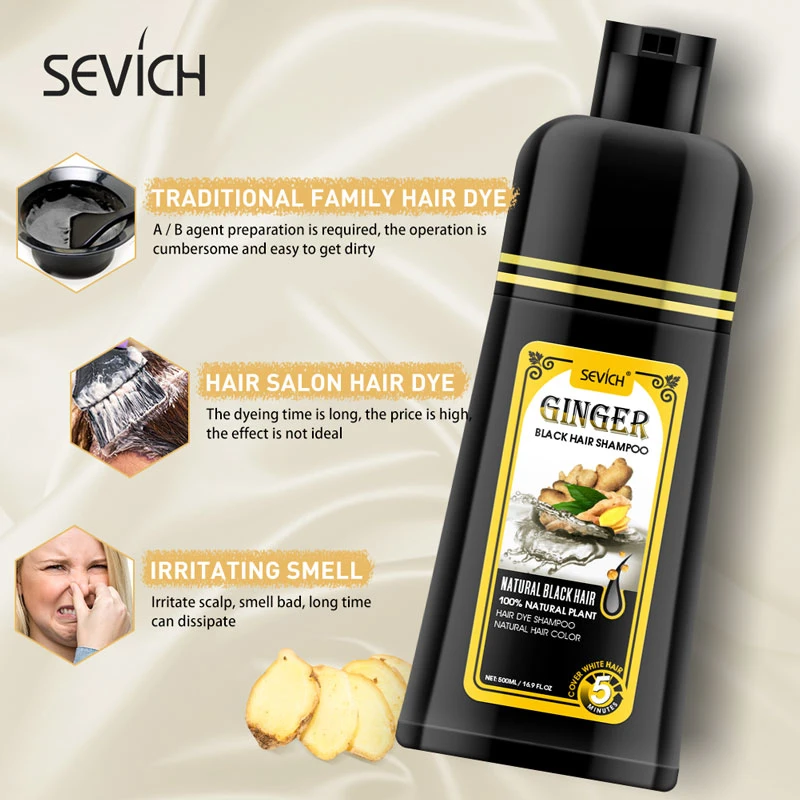 OEM Factory 500ml Ginger Dye Hair Color Shampoo 100% Natural Plant