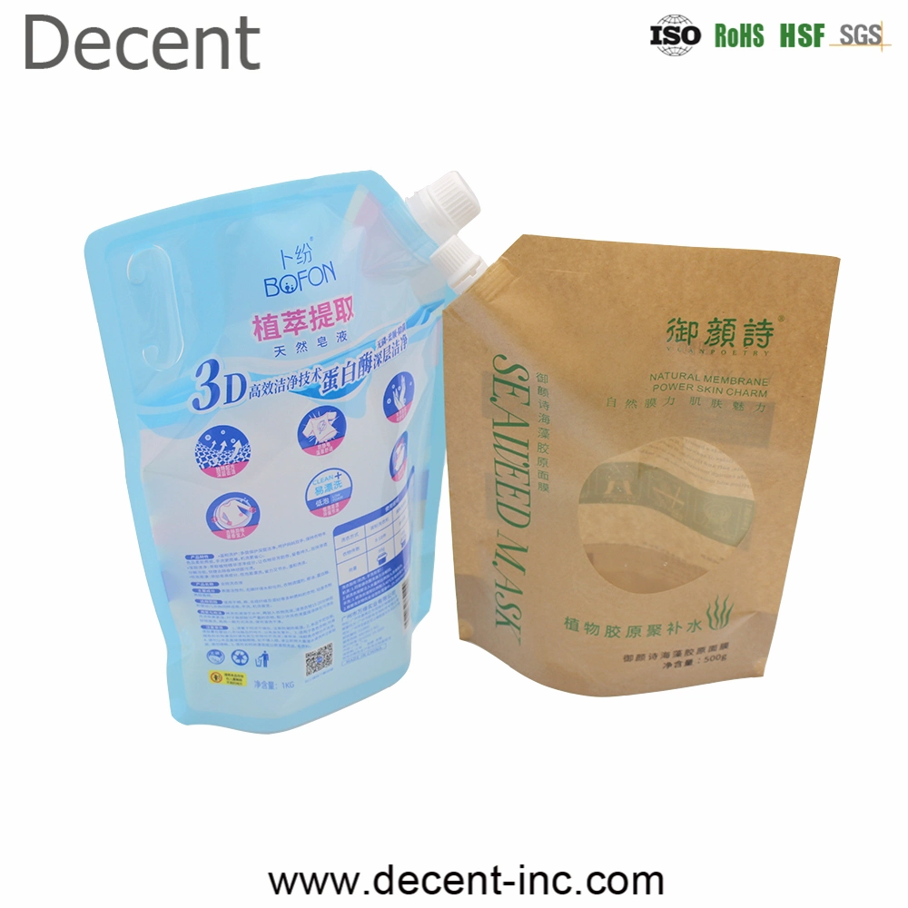 Clothes Washing Doypack Standing Laundry Detergent Bag Plastic Spout Packaging Bags Pouch for Laundry Detergent