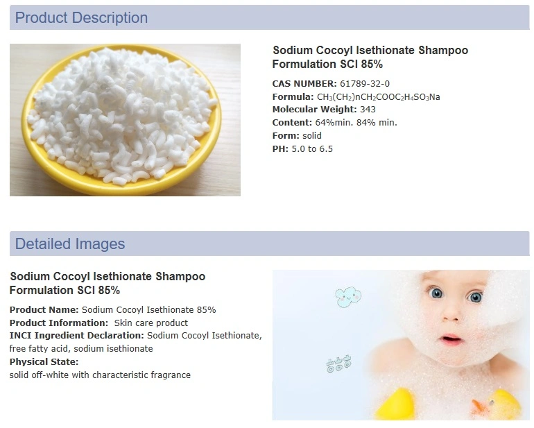 CAS61789-32-0 Sci Sodium Cocoyl Isethionate 65% Powder Shampoo for Soap Facial Cleanser