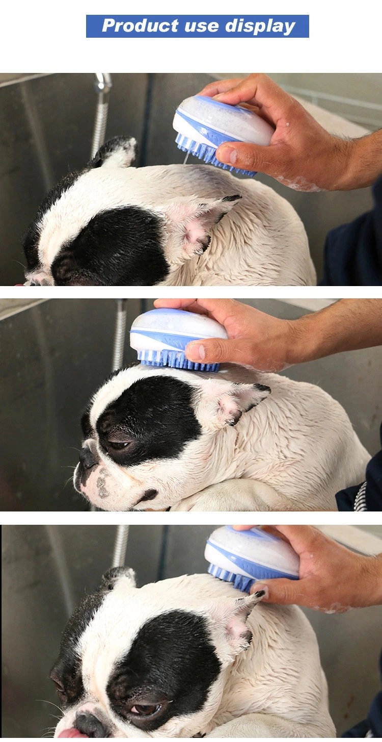 2 in 1 Shampoo Dispensing Dog Bathing Shower Tool Massage Pet Brush