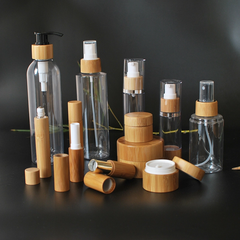 Cosmetic Make up Packaging Bamboo Cosmetic Bottle, Shampoo Bottle, Bamboo Bottle