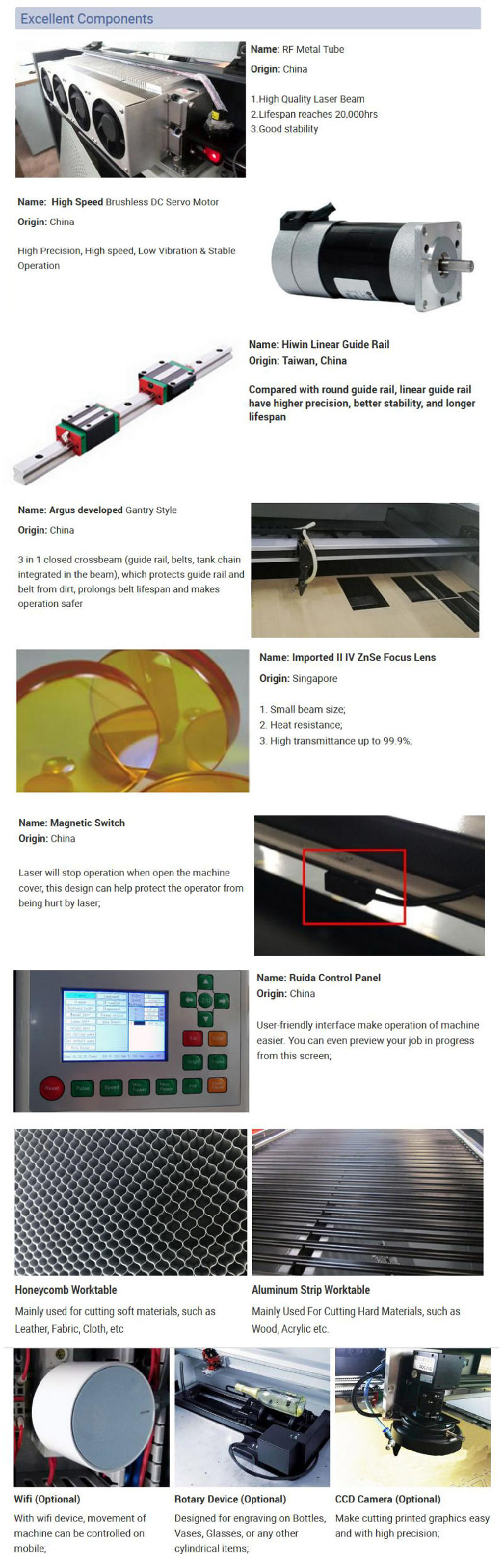 CO2 Laser Engraving Cutting Machine Laser Engraver for Acrylic Wood Rubber 60W 80W 100W