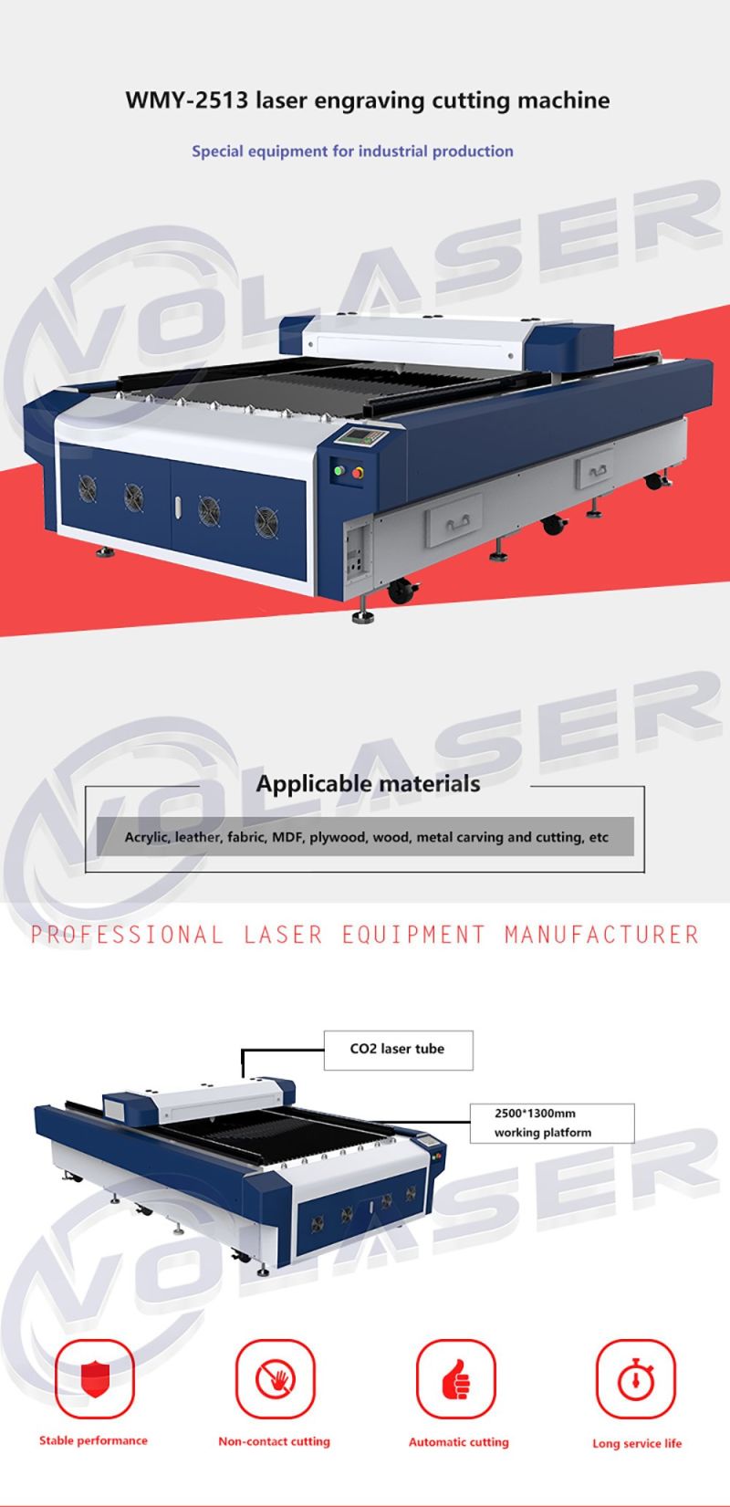 2513 LC1325 Laser Cutting Machine for Non-Metal Metal 150W 180W