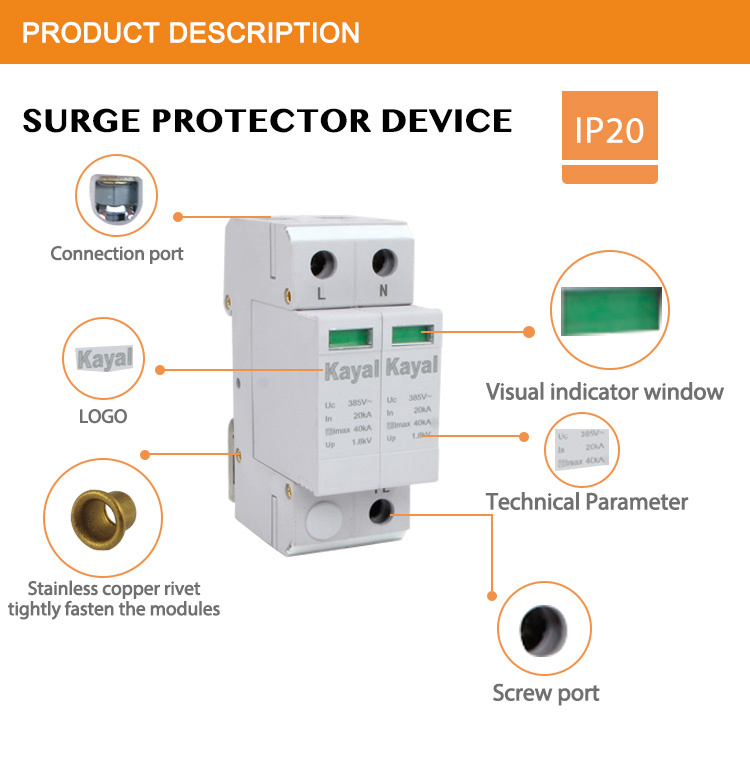 in World Selling 2 Pole DC 1000V SPD Power Surge Protector