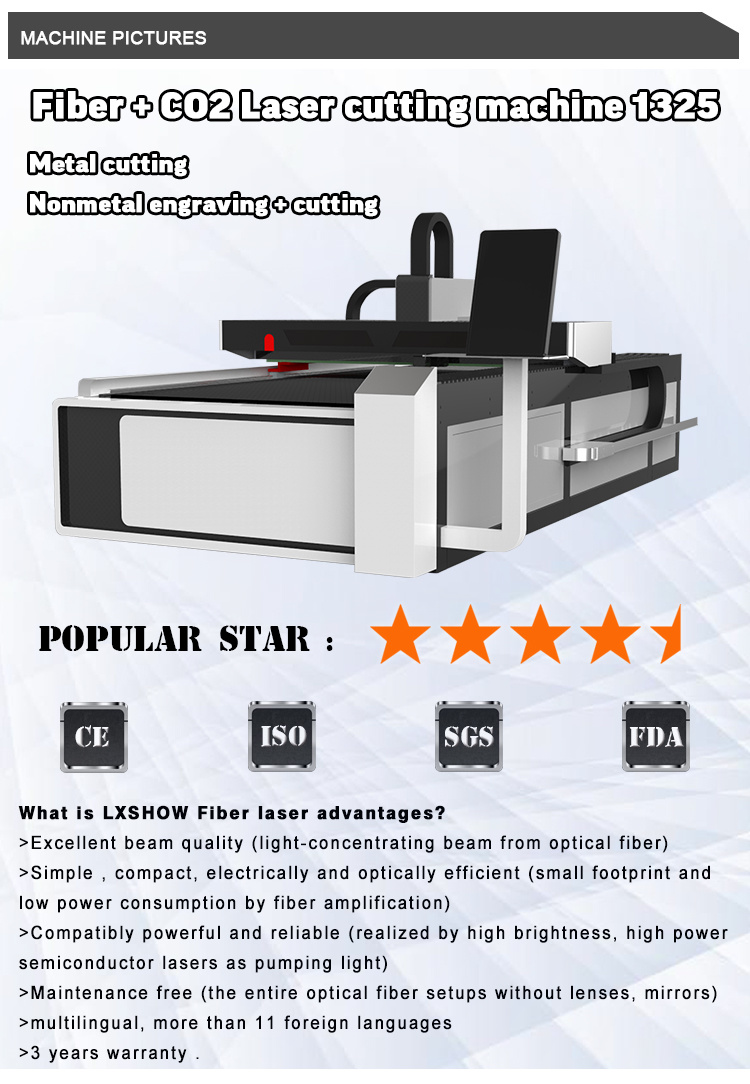 700W 750W CO2 Laser Mixed Cutting Machine Economic Price Fiber Laser Cutting Machine
