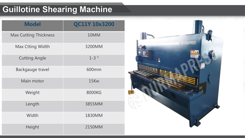 QC11K 10*3200mm CNC Hydraulic Shearing Machine Dac360 Control Sheet Metal Cutting Machine