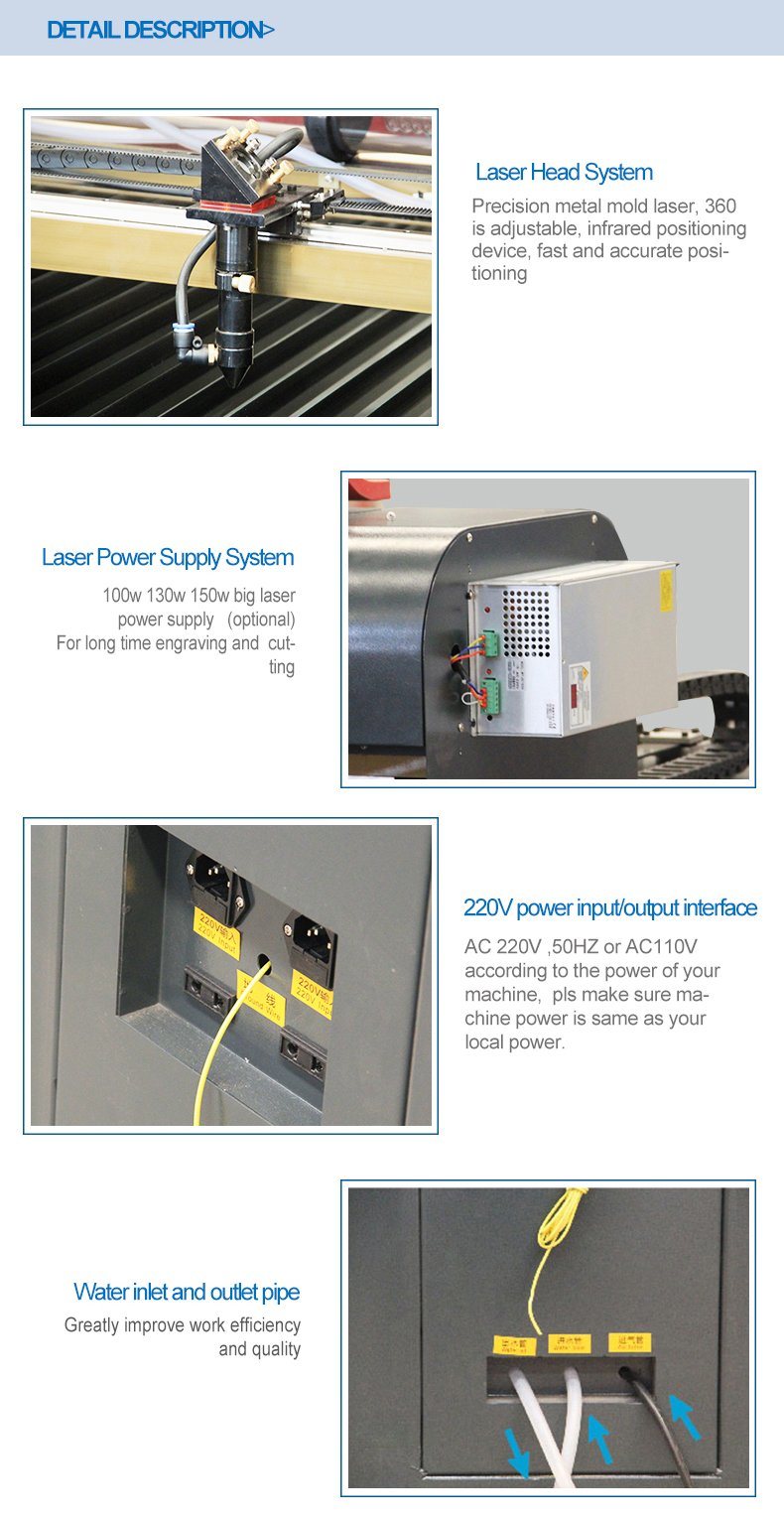 1625 1325 Reci 90W 130W 150W 180W Acrylic MDF Paper Leather Rd Control System CO2 Laser Cutting Machine